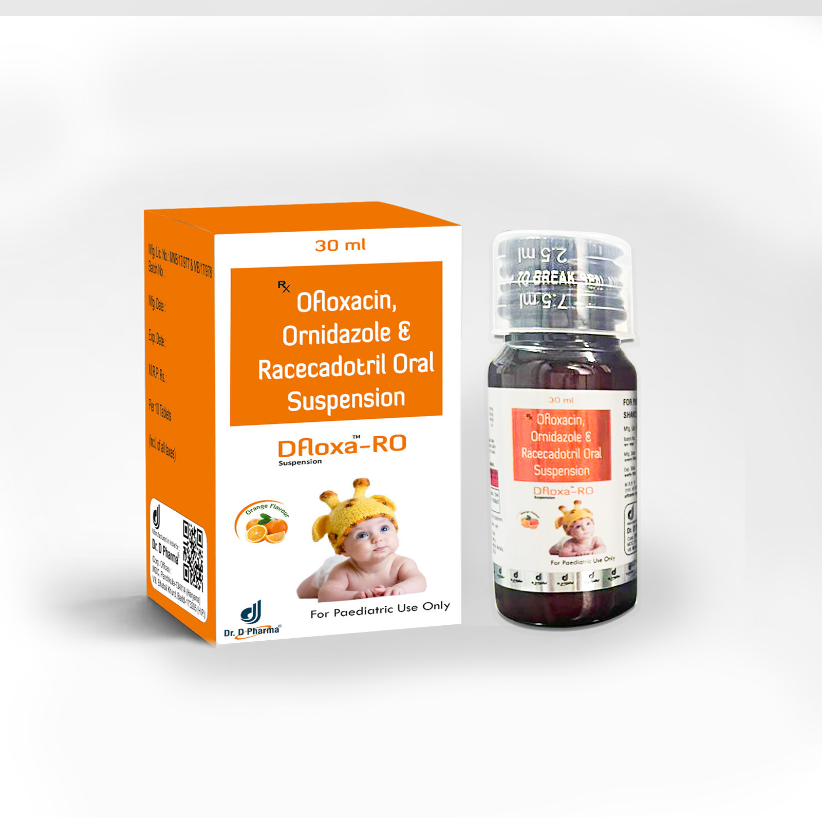 Ofoxacin, Ornidazole € Racecadotril Ora Suspension | Dfloxá-RO